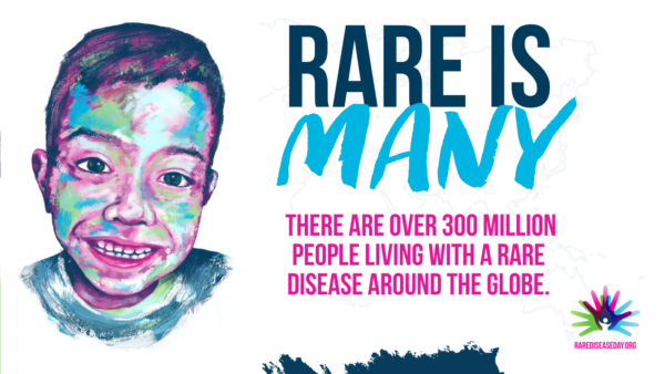 Graphic with stylized photo for Vasco, 6 year old from Peru who has a rare disease